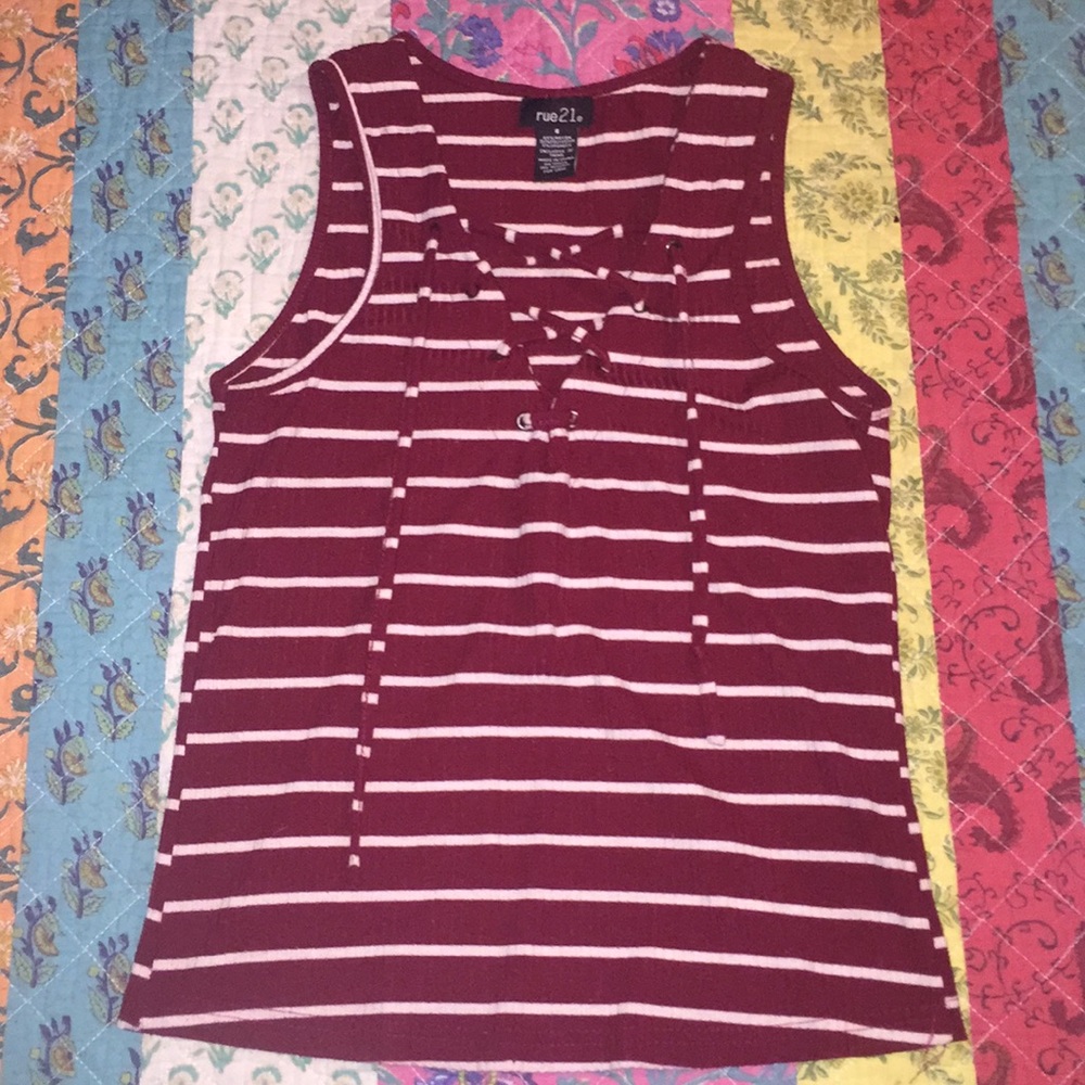 Rue 21 red and white striped tank top